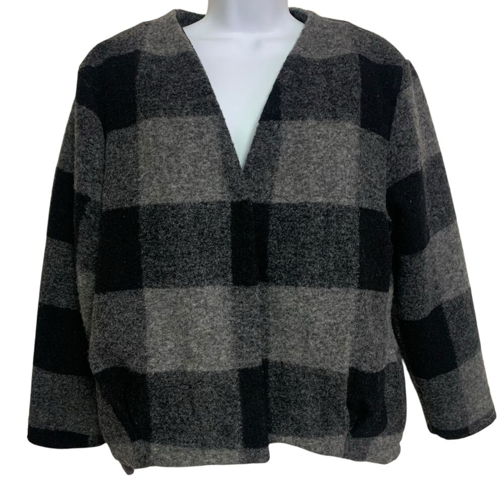 Zara Knitwear Winter Collection Wool Blend Lined Plaid Jacket Girls Size 13-14